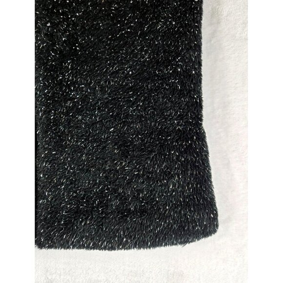 Girls Faded Glory Vest Large Faux Black Fuzzy Fur Silver Threads Puffer Back Qui - Picture 12 of 13